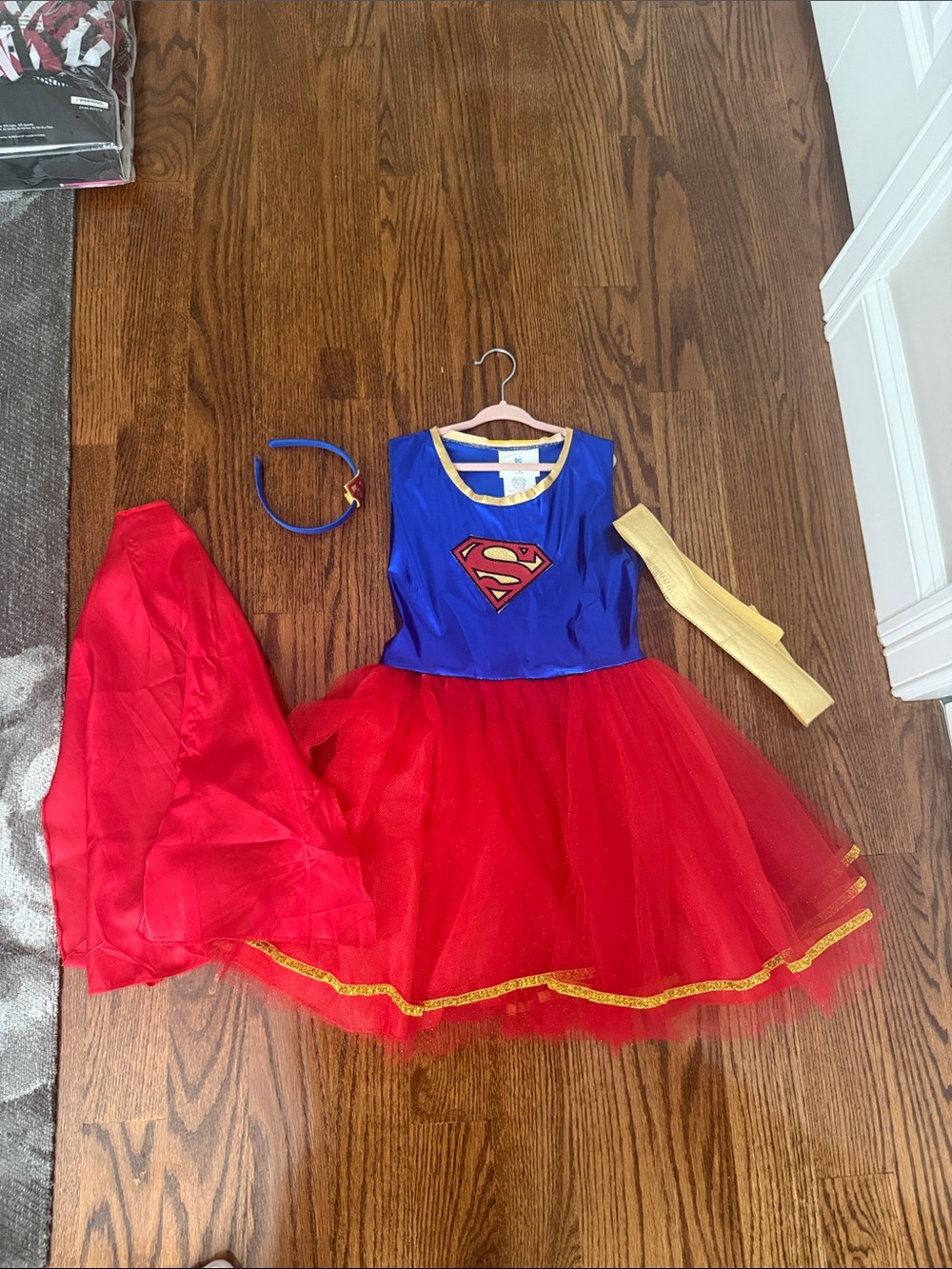 Girls Supergirl Red & Blue Tutu Costume with Cape and Accessories